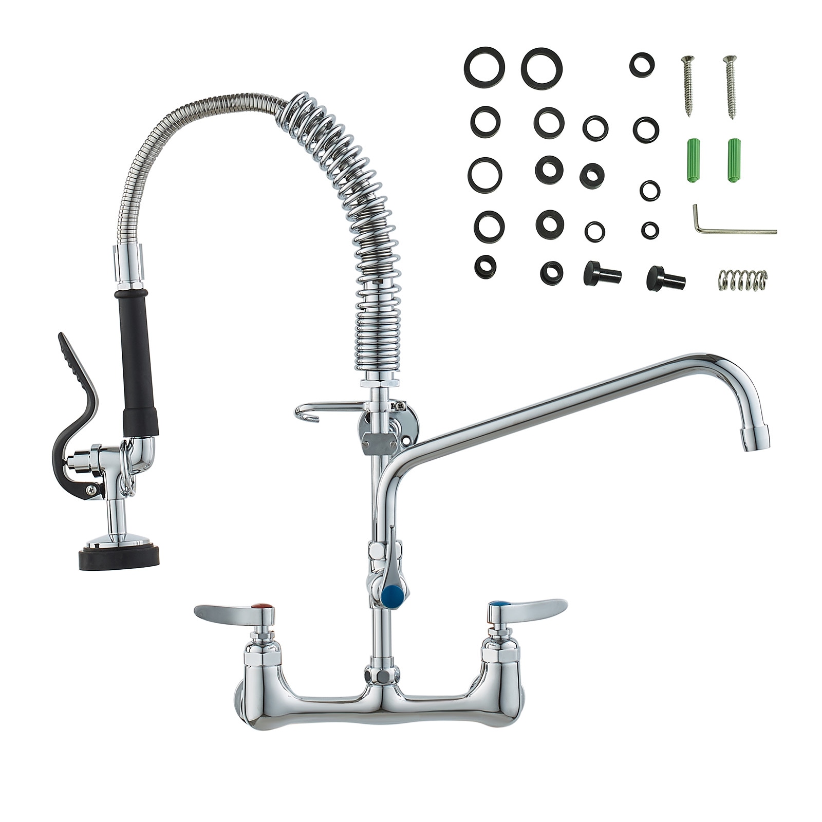 Commercial Kitchen Sink Faucet With Pull Down Pre-rinse Sprayer_voghion.com